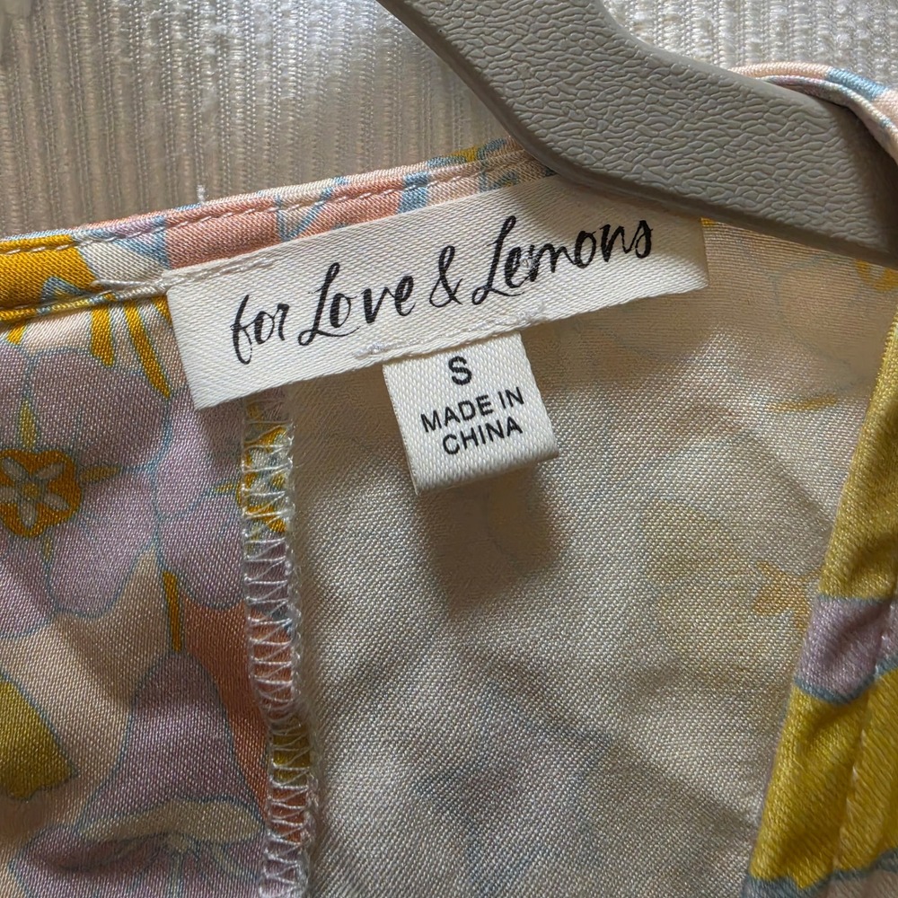 For Love & Lemons Pastel Psychedelic Floral Tie Front Crop Top Blouse‎ Small - Picture 2 of 9